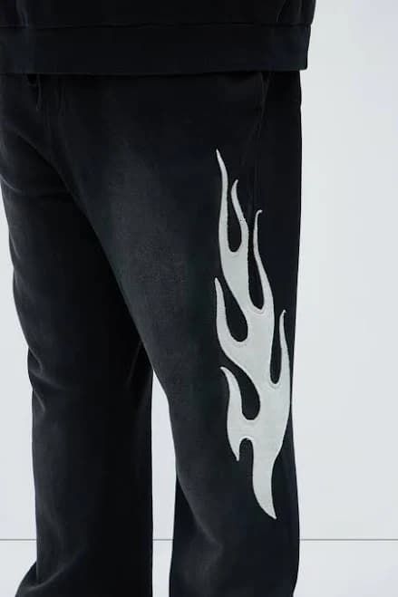 Fashion Nova Men's Flame Time Tyson Straight Sweatpants