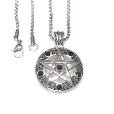 Pentagram Pentacle Star-Black Crystal Gem. Magic Healing Amulet - Stainless steel - Unique Art World - Handcraft and Engraving service