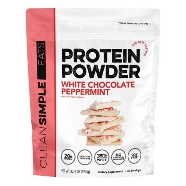 Whey Protein Powder, Mint Chocolate Cookie Flavor, Naturally Sweetened, 100% Grass Fed Protein Powder with Digestive Enzymes, No Artificial Ingredients, Gluten Free, 30 Srvgs