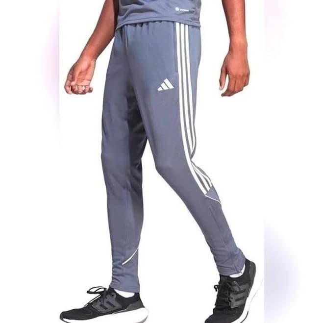 Adidas Men's Charcoal Grey Joggers with White Stripes, 3XLT