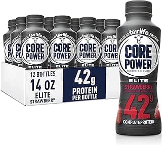 Elite High Protein Shake, Strawberry, 42g Bottle, 14oz, 12 Pack