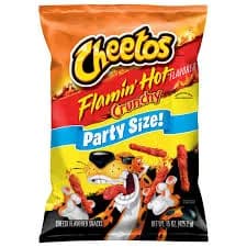 Cheetos Cheese Flavored Snacks Flamin' Hot Crunchy Party Size