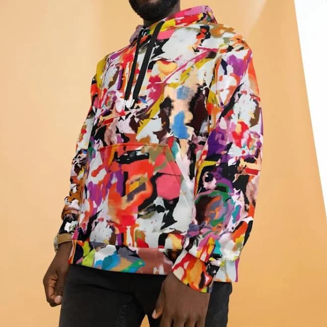 Unique Abstract Art Printed Hoodie with Hood