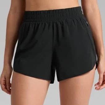CRZ YOGA Women's High Waisted Running Shorts Mesh Liner 3'' Dolphin Quick Dry for Athletic Gym Track Workout with Zip Pocket