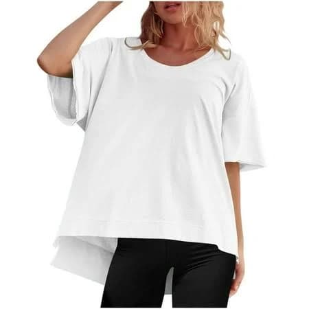 Women's Oversized Loose Crewneck Short Sleeve Cotton Tshirt