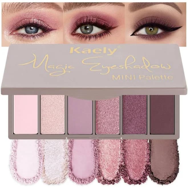 6 Colors Mini Rose Pink Eye Shadow Palette Makeup, Mauve Plum Matte