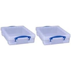 Really Useful Box 4L Storage Container with Lid and Clip Lock Handles (2 Pack)