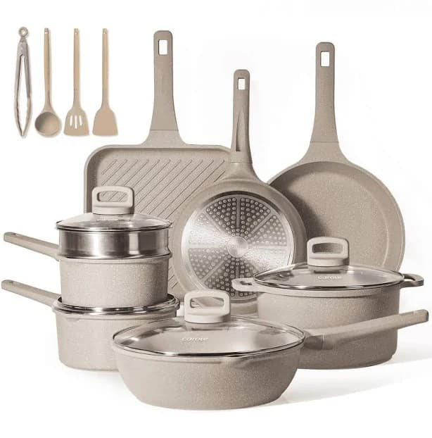 CAROTE 16 Pcs Nonstick Cookware Sets Pots and Pans Set