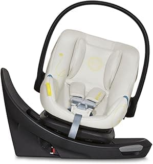 Aton G Swivel Infant Car Seat with 180-Degree Rotate, Linear Side-Impact Protection, 11-Position Headrest, SensorSafe & Safelock Base, Seashell Beige