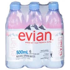 Evian Water, Natural Spring, 6 - 16.9 fl oz (500 ml) bottles [3.17 qt (3 l)]