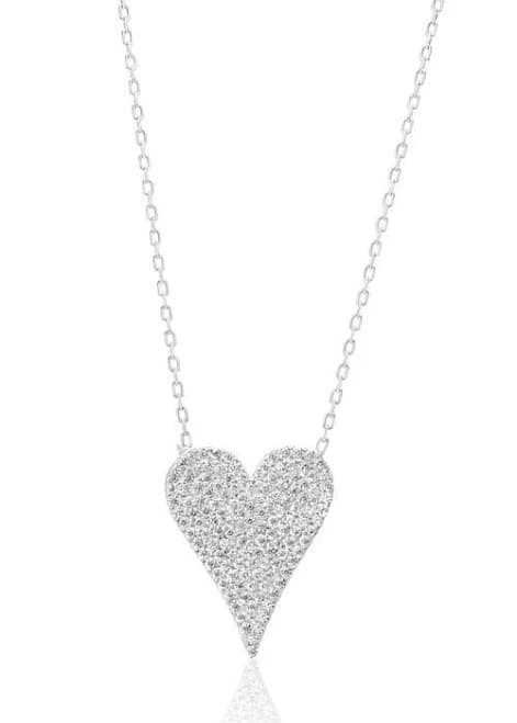 SHYMI Women's Cubic Zirconia Pavé Heart Pendant Necklace