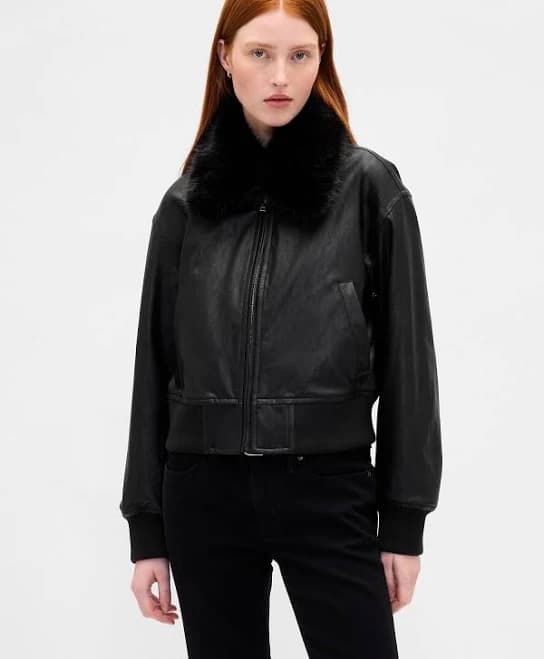 Gap Women's Vegan Leather Bomber Jacket