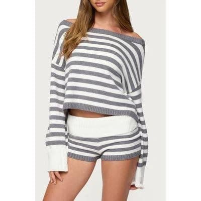 Edikted Saphi Stripe Off The Shoulder Sweater