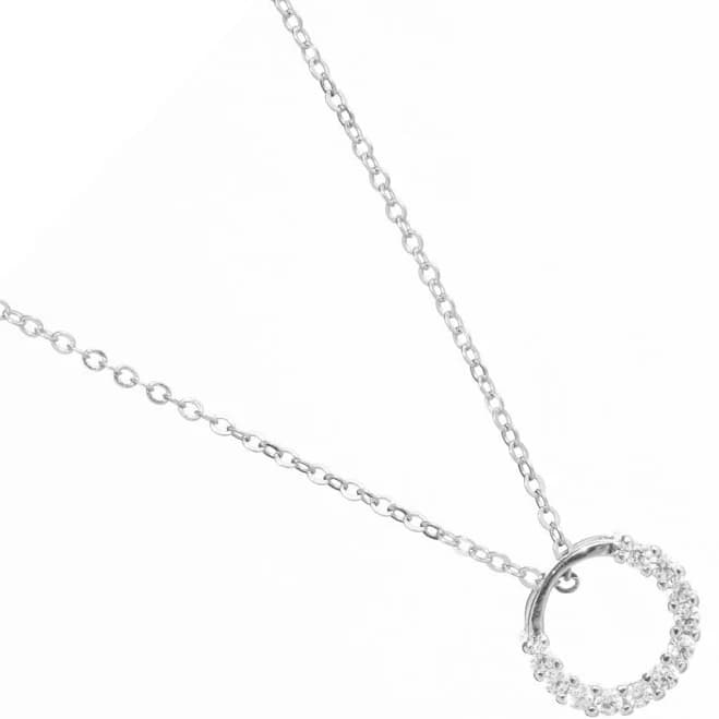 Sterling Silver Zirconia Circle Pendant Necklace
