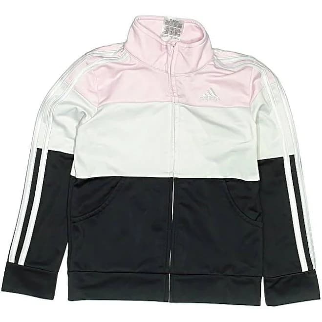 Adidas Track Jacket: Pink Color Block Pattern Jackets & Outerwear - Kids Boy's Size 6, ThredUp