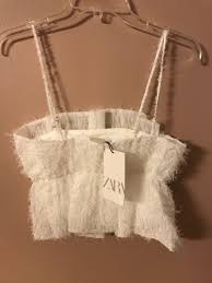 ZARA White Textured Mini Skirt And Top Ruffle Trim New Sold Out Small | eBay