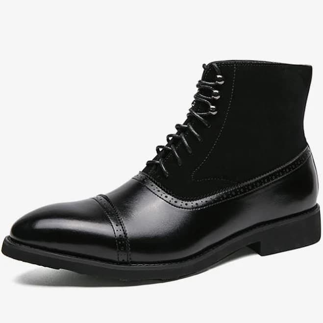 Men's Pointed Toe Oxford Style Suede Leather Dress Boots