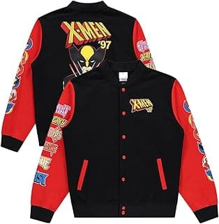 X-Men Snap Varsity Jacket for Men - Adults Letterman Jacket with Embroidered Patches - Cool Varsity Jackets