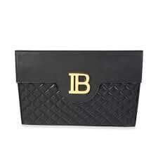 Balmain Women's B-Pouch Quilted Lambskin Clutch