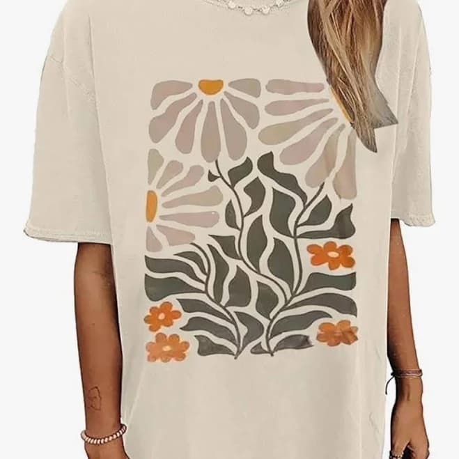 Oversized Floral Graphic Short Sleeve Tee