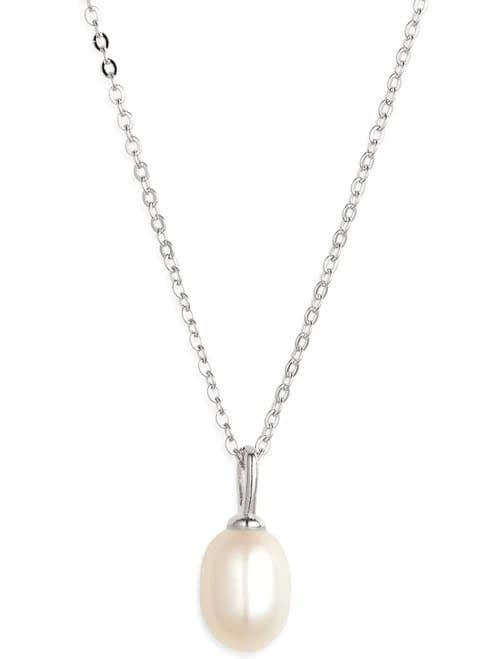 Nordstrom Sterling Silver Plated Freshwater Pearl Pendant Necklace