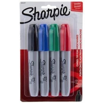 Sharpie Permanent Marker Chisel Tip Assorted 4 Markers