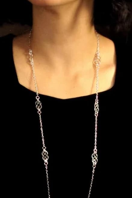 Celtic Knot Silver Necklace, 32 inch
