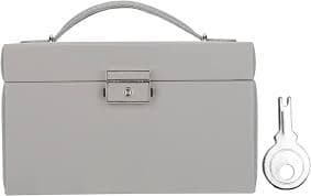 Amazon.com: TANIQIACA Three Layer PU Leather Jewelry Storage Box with Handle, Lock and Mirror, Spacious for Necklaces Rings Earrings and Other Accessories, Exquisite Craftsmanship, sturdy and Scratch (Gray) : Clothing, Shoes &