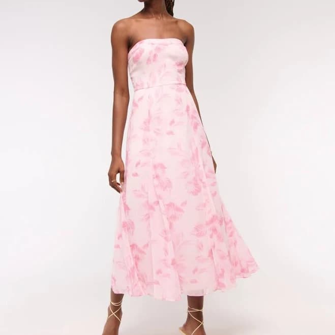 Abercrombie & Fitch Women's Camille Strapless Godet Midi Dress
