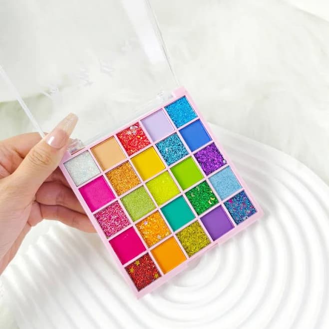 Eye shadow palette, Colorful eyeshadow palette, 25-Color Glitter Eyeshadow Palette - Vibrant Matte, Shimmer & Glitter Effects, Pastel eyeshadow,