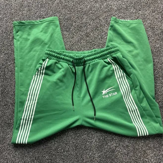 Green And White Striped Sweatpants The Star Size Medium