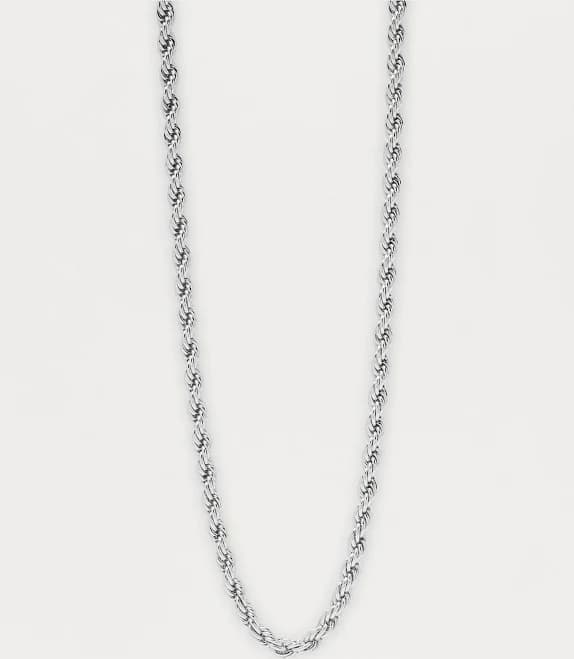 Fashion Nova Men's Silver Rope Pant Chain Necklace