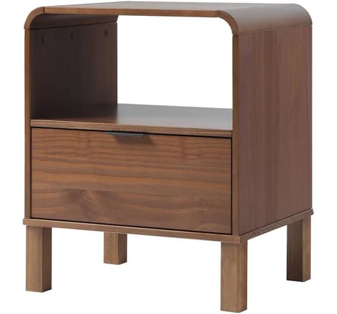 Walker Edison Modern Curved-Frame Solid Wood Nightstand
