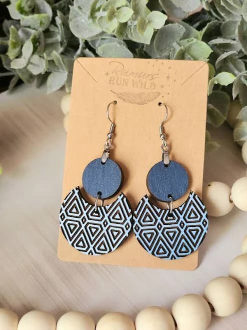 Boho Statement Wood Dangle Earrings