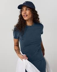 Short Sleeve Feather Classic Garment Dye Tee – Storm Blue – Tops – Vuori Clothing