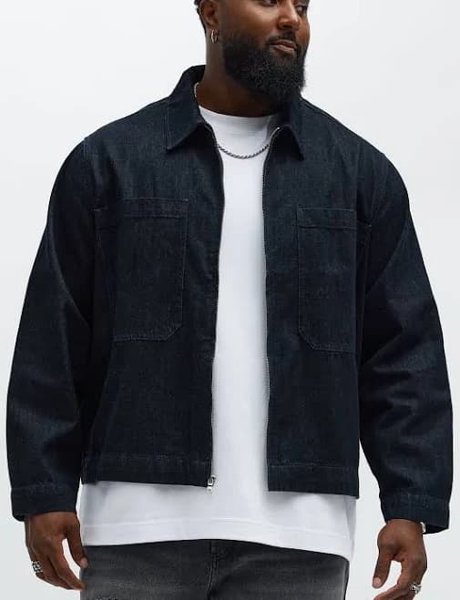 Fashion Nova Men's Midnight Rider Work Denim Jacket