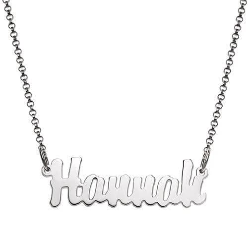 Sterling Silver Kid's Script Name Plaque Necklace