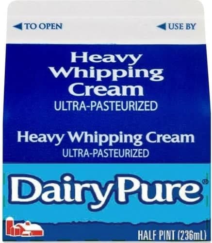 Cream Heavy Whipping 36% Ultra-Pasteurized Half Pint Squat Carton Gable Top