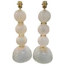 Pair of Pink Murano Glass Lamps at 1stDibs