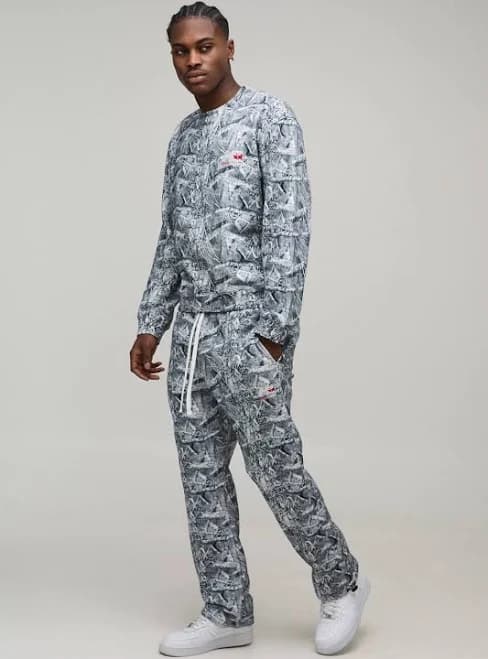 boohooMAN Men's Oversized Boxy Camo Denim Tracksuit
