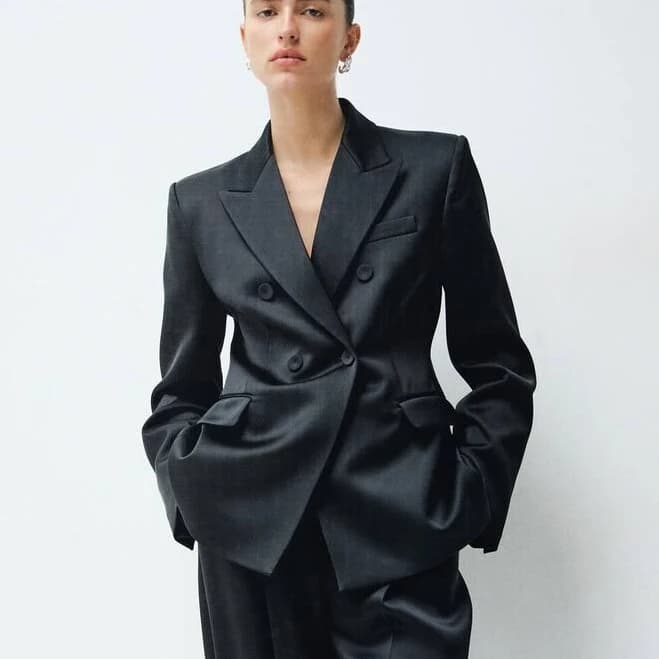 MANGO Women's Satin Suit Jacket