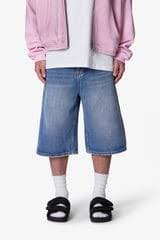 Ultra Baggy Denim Shorts - Medium Blue | mnml | shop now