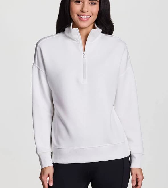 Rbx Women's Luxesoft 1/4 Zip Sweatshirt in Cream