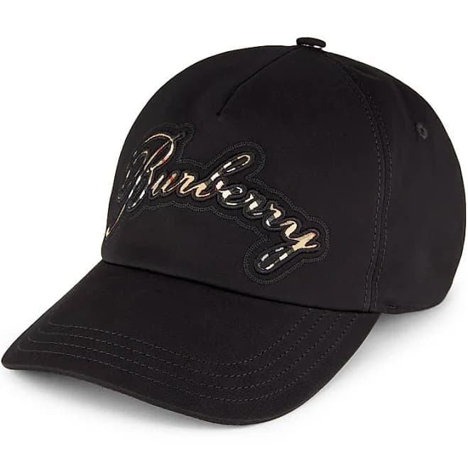 Burberry Men's Check Cursive Logo Gabardine Baseball Cap