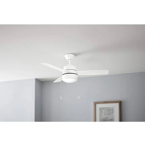 Hampton Bay Caprice 44 in. Integrated LED Indoor Matte Black Ceiling Fan with Light Kit