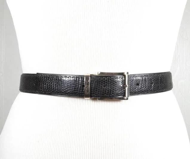 Women's Leather Belt with Rectangular Steel Buckle