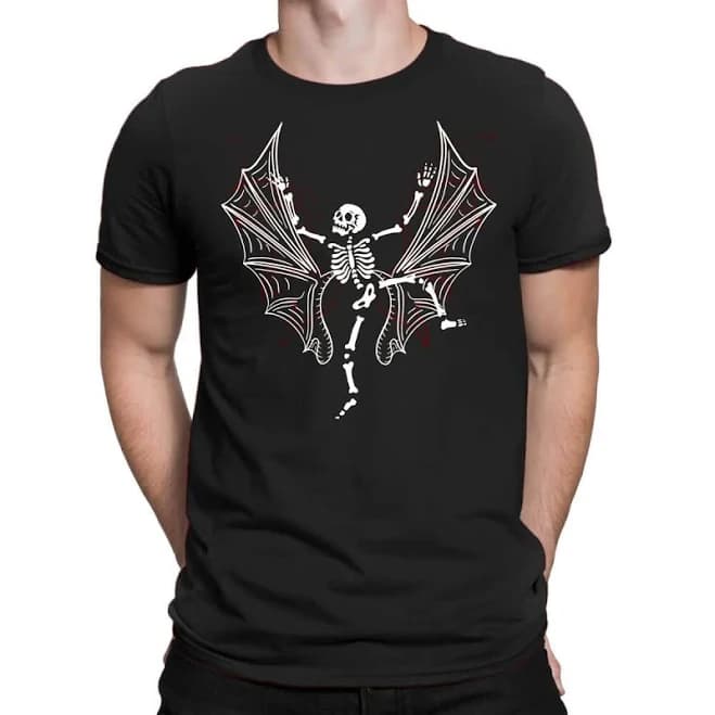 Artistshot Creepy Skeleton Wings T-Shirt