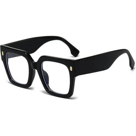 Fashion Oversized Blue Light Blocking Glasses for Women Men Trendy Big Square Frame Computer Eyeglasses, Size: One size, Black