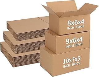 Assorted Sizes Shipping Boxes 30 Pack (10x7x5, 9x6x4,8x6x4), Corrugated Cardboard Mailers, Each 10 PCS Small Boxes for Small Business Packaging, Shipping & Storage