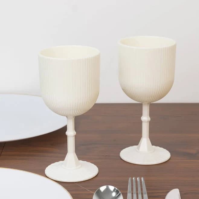 efavormart 12-Pack Plastic Wine Glasses 9Oz Vintage Ribbed Pattern